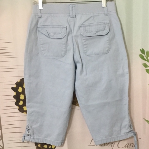 Gloria Vanderbilt Lace-up Bermuda’s Size 6 Petite Light Blue/Grey - Picture 7 of 10